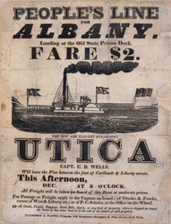 Affiche de la Ligne Populaire pour Albany, Le Nouveau et Élégant Bateau à Vapeur Utica